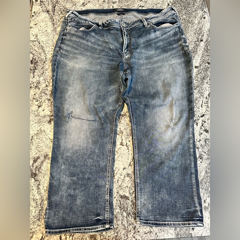 Silver Jeans Women’s Plus Avery Skinny Crop, SZ24, blue